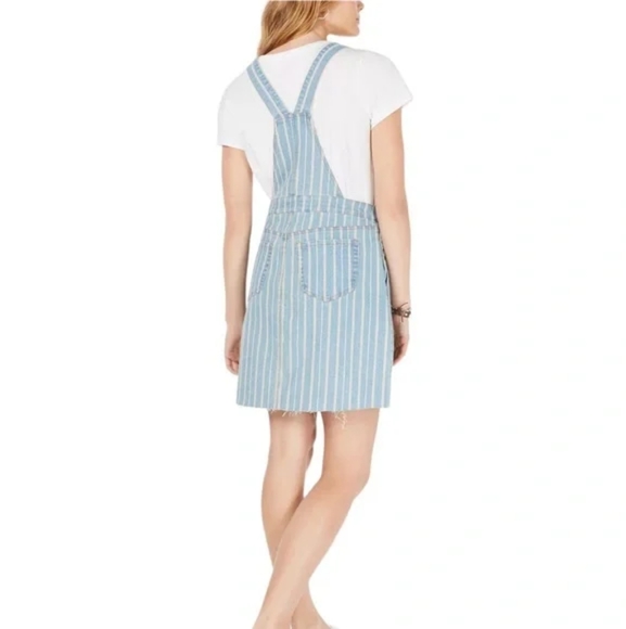 Tinseltown Denim Pinstripe Skirtall - Junior's Size Small Overalls Skirt - Picture 4 of 14